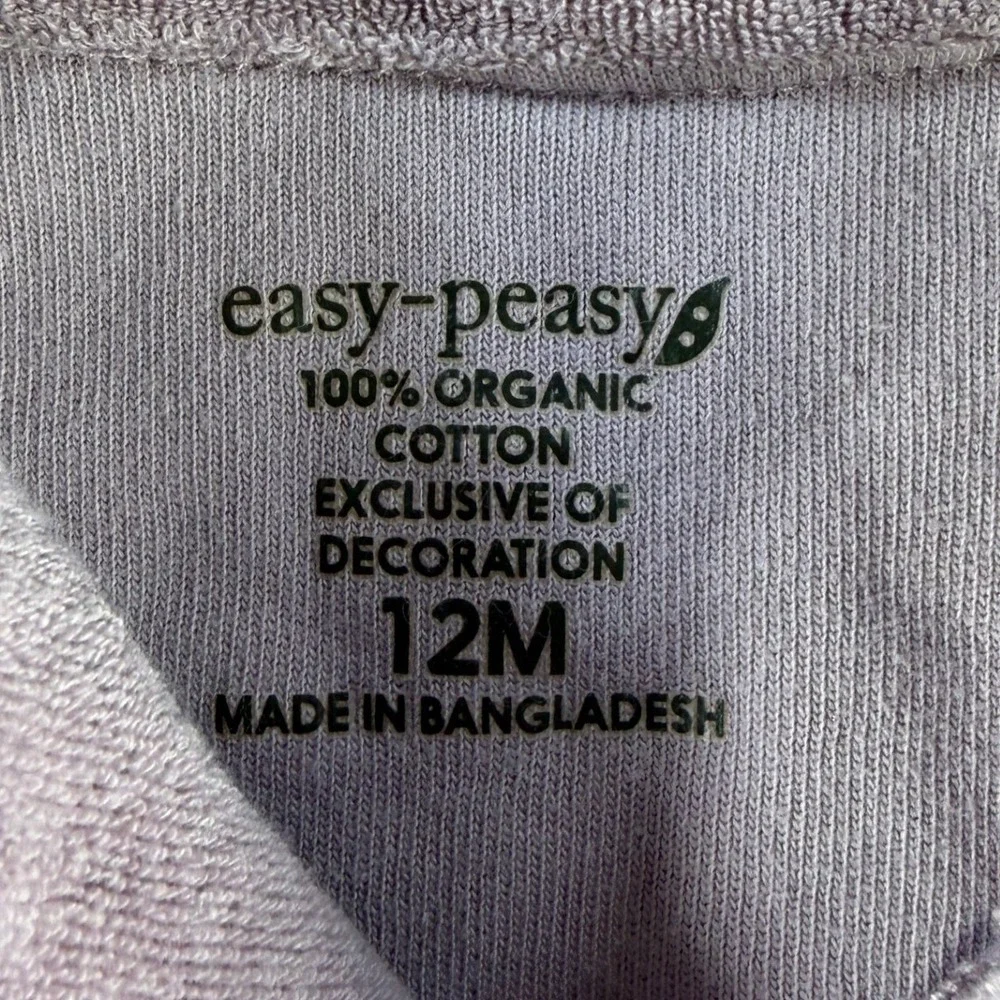 Easy-Peasy Terry Cloth Shirt Button Up Purple 12M Organic Cotton Baby Boy Girl